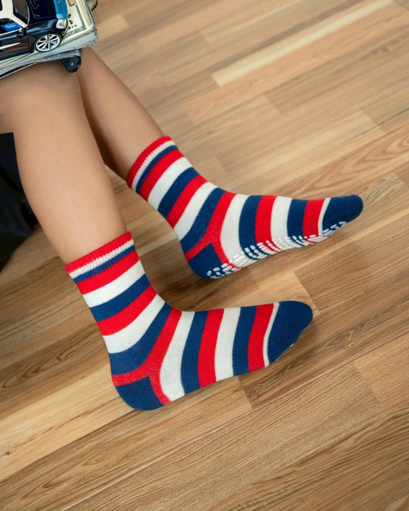 RATIVE Non Skid Anti Slip Cotton Crew Toddler Toddlers Socks for Kids Boy Boys 3 4 3T 4T 5T 2T-3T 3T-4T 4T-5T Year Years Old With Grip Grippers (3-5T,12-pairs/RB-71317) - Image 4
